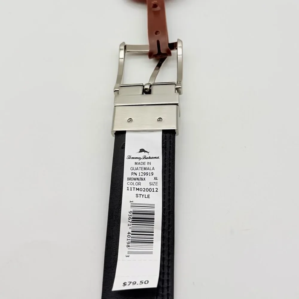 NWT Tommy Bahama Reversible Brown/Black Leather Men’s Belt Size XL 42-44